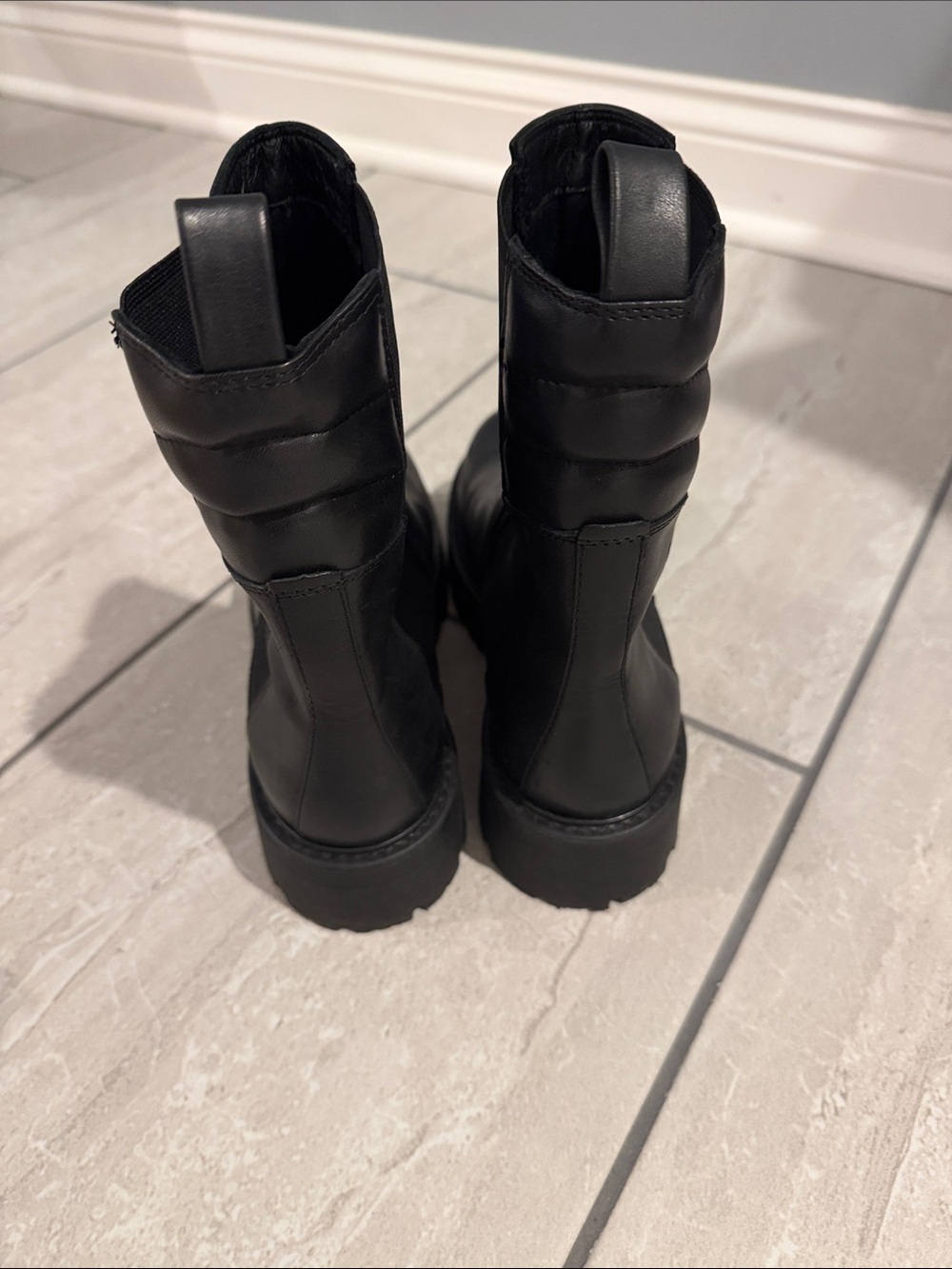 Vagabond Black Leather Combat Boots - Picture 3 of 3